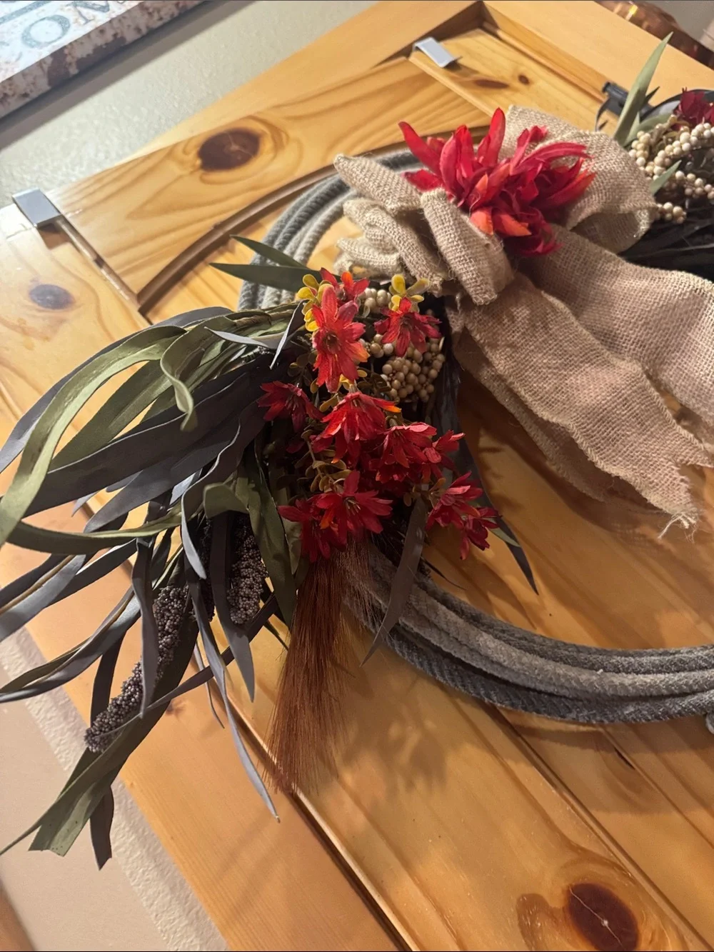 Fall western wreath with rope